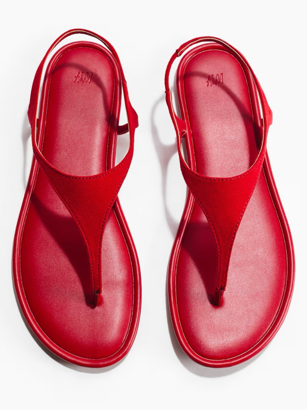 H&M Red T-Strap Slingback Sandals